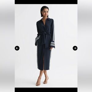 Reiss Navy Dress with Tie Waist